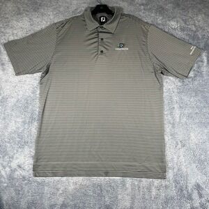 FootJoy Mens Grey Striped Crosswater 2022 Deschutes Cup Golf Polo Shirt Large